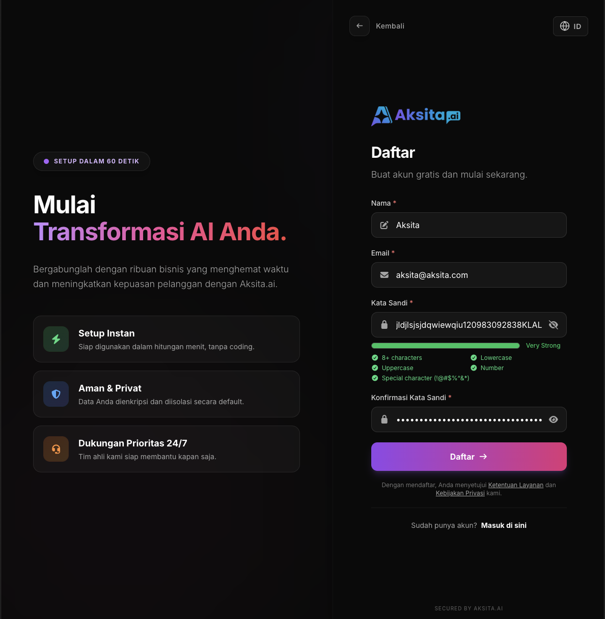 Register Form Filled